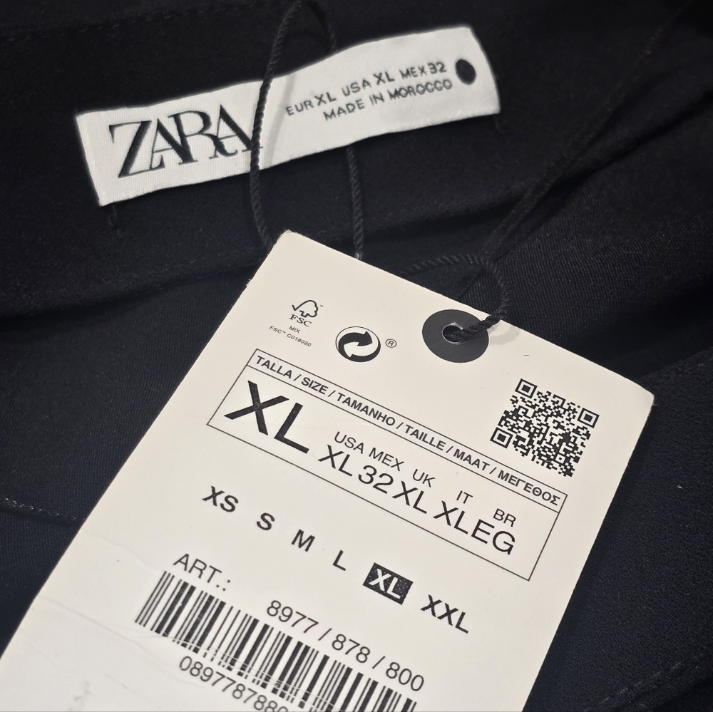 Zara Wrap V-Neck Long Sleeve Midi Dress In Black *Missing Belt* - Picture 6 of 7